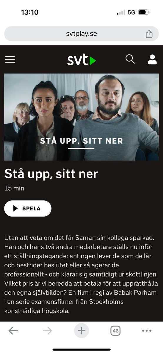 FarzadNouri's tweet photo. Hörni. Ikväll kl 19 kan ni se vår kortfilm på ”vanliga” TVn. Linjärt som det kallas! Ni som alltså inte redansety den på play, ratta in @svt 2 https://t.co/ksE1SY0bS1
