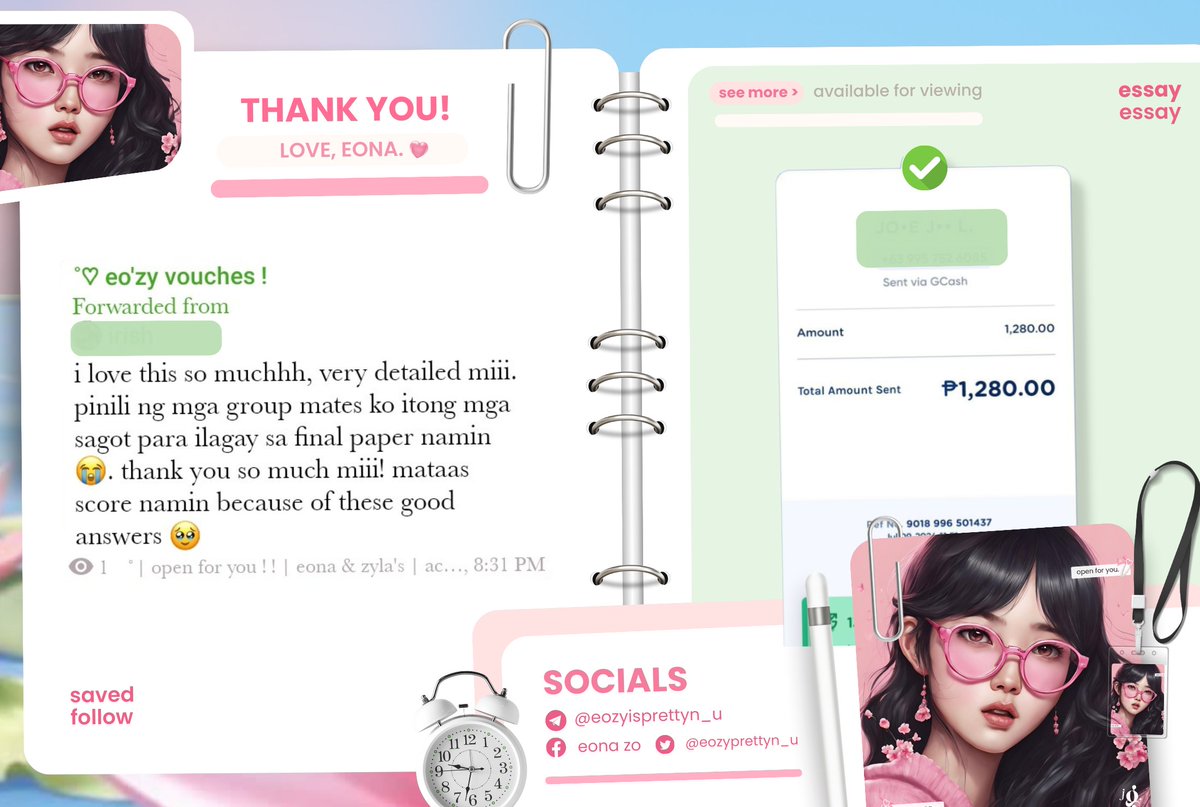 .
𓍯𓂃.🌱📎 : graphic organizer ”
 ❝ i love this so muchhh, pinili ng mga group mates ko itong mga sagot para ilagay sa final paper namin 😭 ❞

-- thank you so much for choosing me. mwa 💚 

   ₊˚🥞 open for inquiries ⊹ 🌱 
📁｡ see more: t.me/eozyvouches