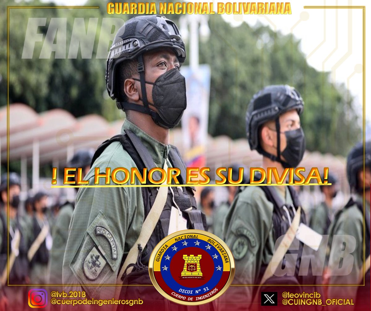 #08AGO24 Buenos Días Venezuela🇻🇪El honor ha de ser la principal divisa del Guardia Nacional; debe, por consiguiente, conservarlo sin mancha. Una vez perdido, no se recobra jamás.
<a href="/ElioEstrada18/">M/G Elio Estrada Paredes</a>
<a href="/leovincib/">leonardo vinci</a>
