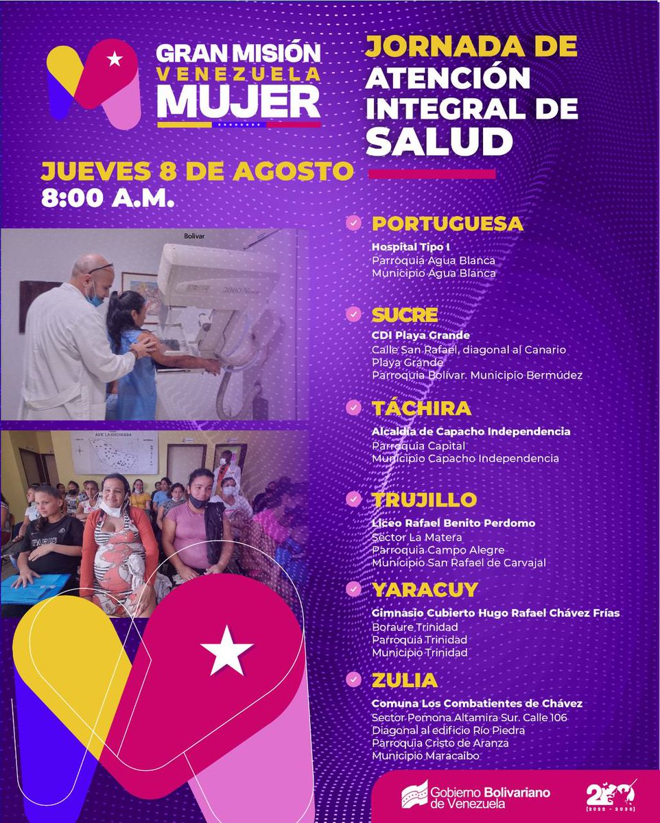 🍂 мєяςє_fιиα2🍂 (@mercede073) on Twitter photo ¡Atención🚺!
Hoy podrás participar en la Gran Misión 🇻🇪 🚺 vértice 1.
Recibirás atención médica personalizada y orientación para tu salud y bienestar.
Esta misión, diseñada por el Presidente <a href="/NicolasMaduro/">Nicolás Maduro</a>,es un homenaje a ntras 💃.
¡Acércate!
<a href="/Gabrielasjr/">Gabriela Jiménez</a> #PuebloSonrienteYEnPaz ¡Atención🚺!
Hoy podrás participar en la Gran Misión 🇻🇪 🚺 vértice 1.
Recibirás atención médica personalizada y orientación para tu salud y bienestar.
Esta misión, diseñada por el Presidente <a href="/NicolasMaduro/">Nicolás Maduro</a>,es un homenaje a ntras 💃.
¡Acércate!
<a href="/Gabrielasjr/">Gabriela Jiménez</a> #PuebloSonrienteYEnPaz