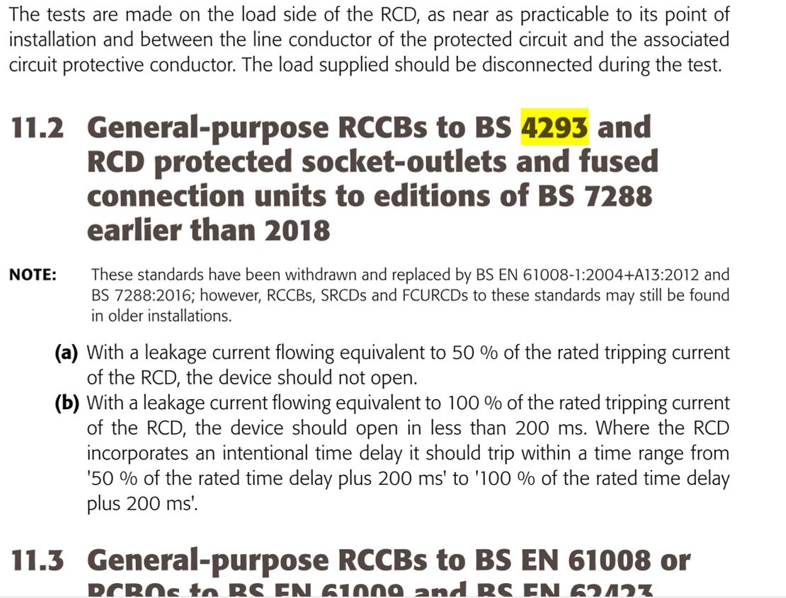 pegasuselectric's tweet photo. @akincadeelec OSG 11.2 p128 does mention it. As you say incorrect. Should it not read "General-purpose RCBOs to BS 4293 and " https://t.co/eEvKS7L6Uo