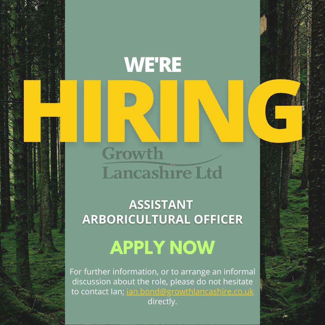 Join Growth Lancashire! We're Hiring an Assistant Arboricultural Officer to join our team and support our Arboricultural Officer.🌳 

📅 Application closing date: 19th August 2024
📧 Apply Online: lnkd.in/e9y-kYkb
📧 Contact: ian.bond@growthlancashire.co.uk

#TreeService