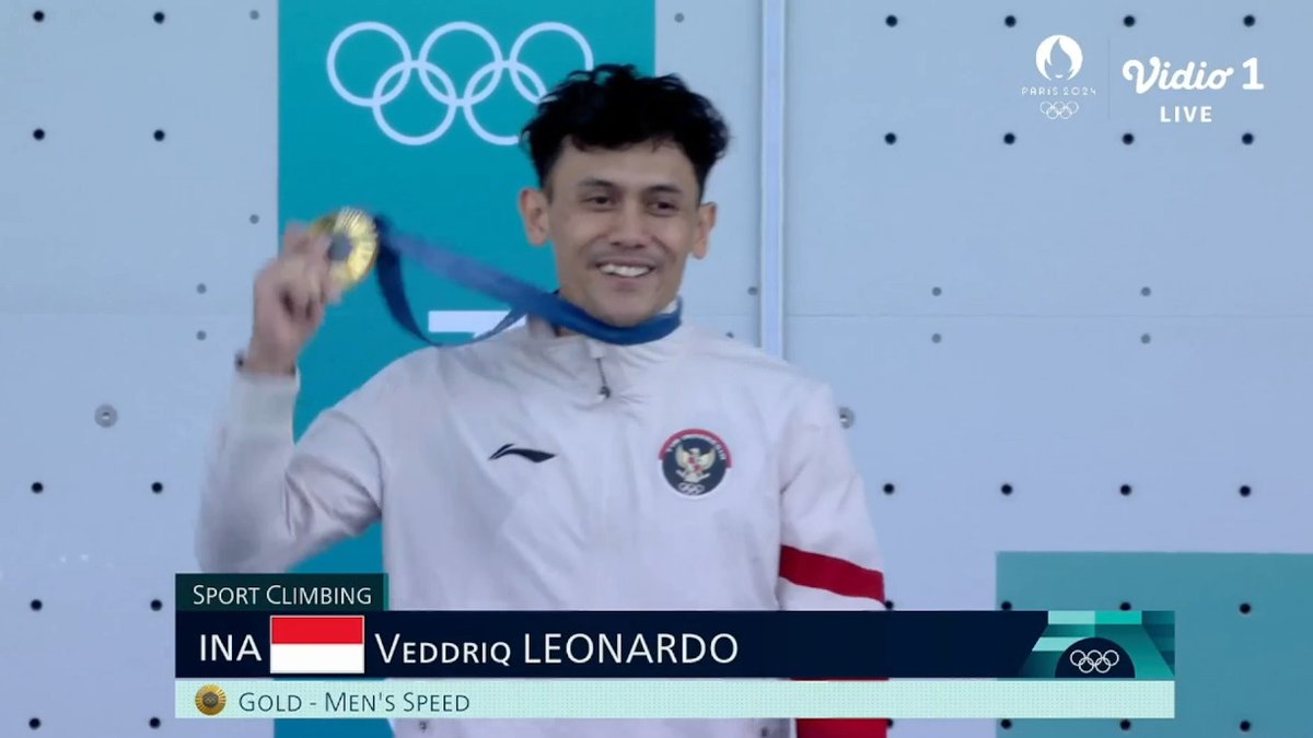 BadmintonTalk's tweet photo. #SportClimbing - Men's Speed

🥇Veddriq Leonardo (INA)
🥈Wu Peng (CHN)
🥉Sam Watson (USA)

Congratulations to all medalists!

#Paris2024 https://t.co/HnZaZAo9WX