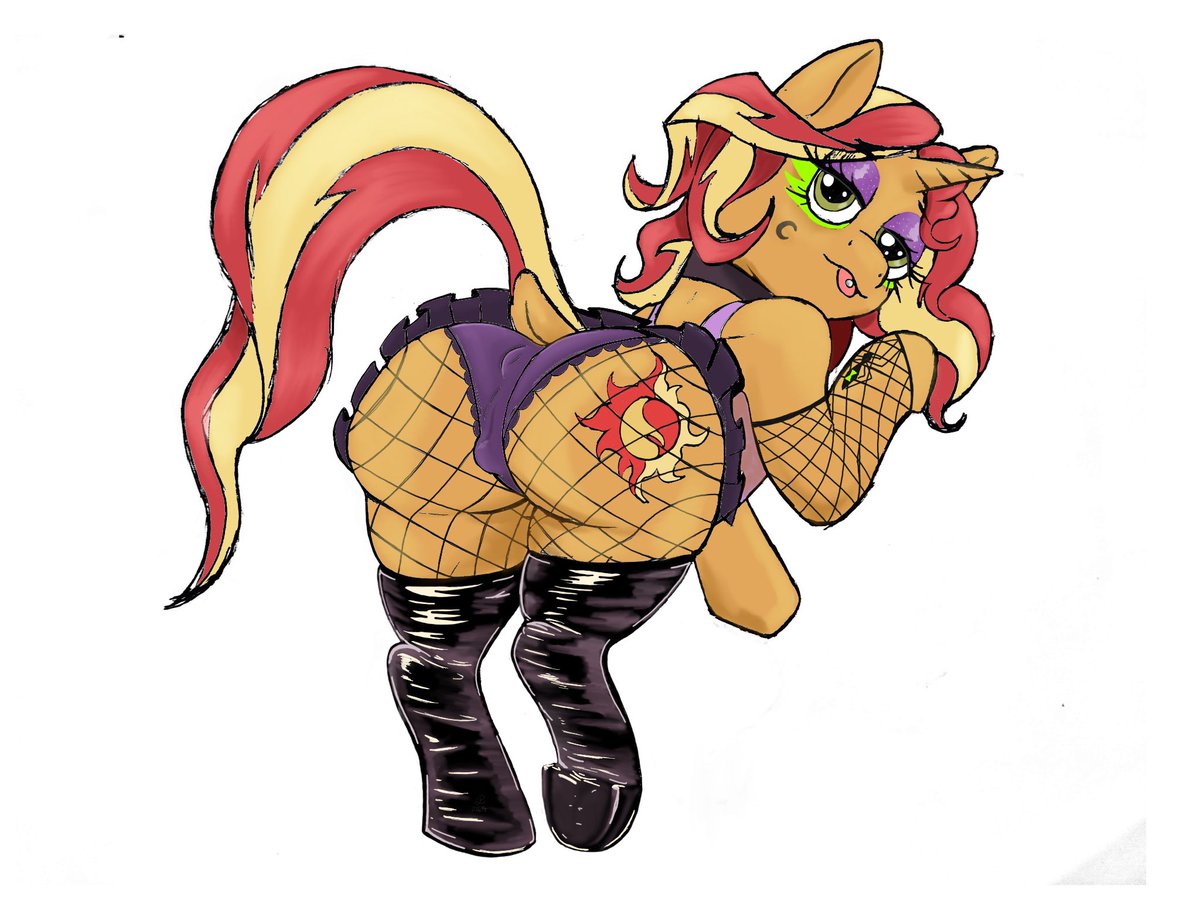 Deadheadartist2's tweet photo. #mlpfanart #nsfw just had to add in a sunset shimmer edge goth look to the mix of pony’s. I should’ve put her in a spirit Halloween but nonetheless.  🎃 it’s spooky month. https://t.co/6CKONX7R3u
