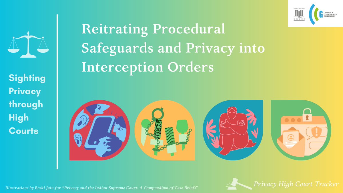 CCGNLUD's tweet photo. #CCGBlogAlert
In the second blog for our new blog series ‘#SightingPrivacy through High Courts’, @ksamrridhi discusses the jurisprudential evolution of right to privacy for reiterating procedural safeguards in interception orders.
Read here: https://t.co/7j1yqpNBVb https://t.co/pAHfSn5S9l