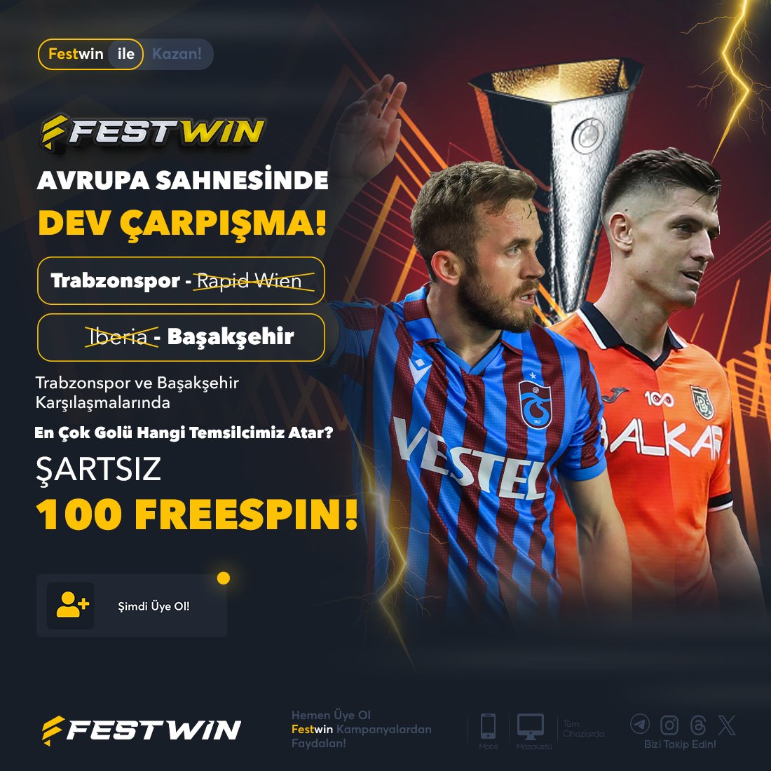 💰 AVRUPA SAHNESİNDE DEV ÇARPIŞMA!

⚽️ Trabzonspor - Rapid Wien
⚽️ İberia - Başakşehir

🎁 Trabzonspor ve Başakşehir Karşılaşmalarında En Çok Golü Hangi Temsilcimiz Atar?  100 Freespin İle Günün Kazananı Sen Ol!

📌 Katılım Linki: t.me/festwin/1778