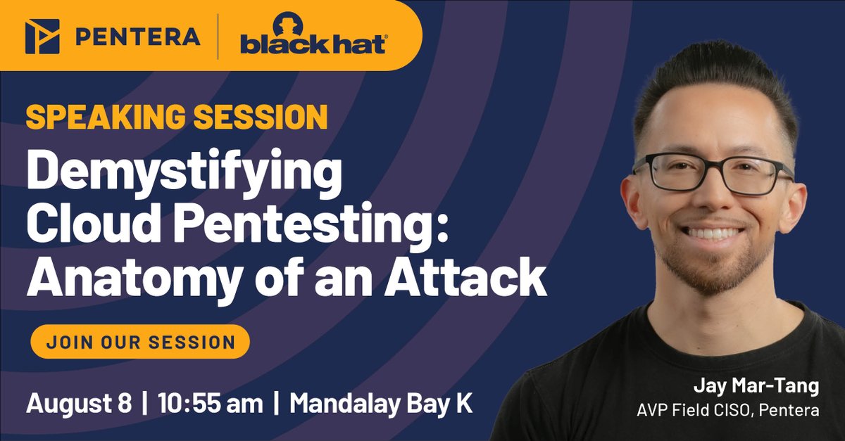 danimsayag's tweet photo. Meet @penterasec at #BlackHatUSA!

🎙️ Aug 8, 10:55 AM: Jason Mar-Tang on Demystifying Cloud Pentesting: Anatomy of an Attack
🍭 Feel the sugar rush of automated security validation at booth #1040

See you there!

#DontAssumeValidate https://t.co/l1Y2Iyu7iE