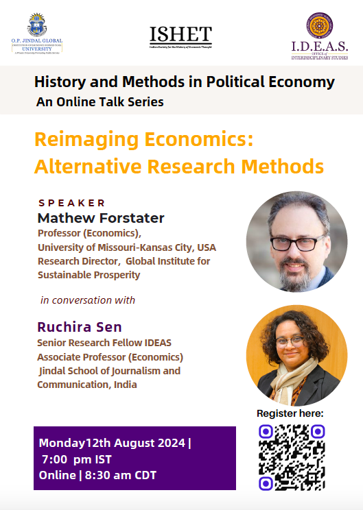 Ruchira (@ruchirasen67) on Twitter photo On 12th August, 7:00 pm: I speak to Mathew Forstater on Reimagining Economics. Mat will discuss Adolf Lowe's Retroduction and alternative planning models in India (Mahalanobis), Tanzania (Rweyemamu) and the Caribbean (Clive Thomas).
<a href="/mattybram/">Mathew Forstater</a>
<a href="/UMKC/">UMKC</a>
<a href="/jguideas/">Office of Interdisciplinary Studies (I.D.E.A.S.)</a>
<a href="/_ISHET/">ISHET</a>
<a href="/indecolab/">Indian Economy Lab</a> On 12th August, 7:00 pm: I speak to Mathew Forstater on Reimagining Economics. Mat will discuss Adolf Lowe's Retroduction and alternative planning models in India (Mahalanobis), Tanzania (Rweyemamu) and the Caribbean (Clive Thomas).
<a href="/mattybram/">Mathew Forstater</a>
<a href="/UMKC/">UMKC</a>
<a href="/jguideas/">Office of Interdisciplinary Studies (I.D.E.A.S.)</a>
<a href="/_ISHET/">ISHET</a>
<a href="/indecolab/">Indian Economy Lab</a>