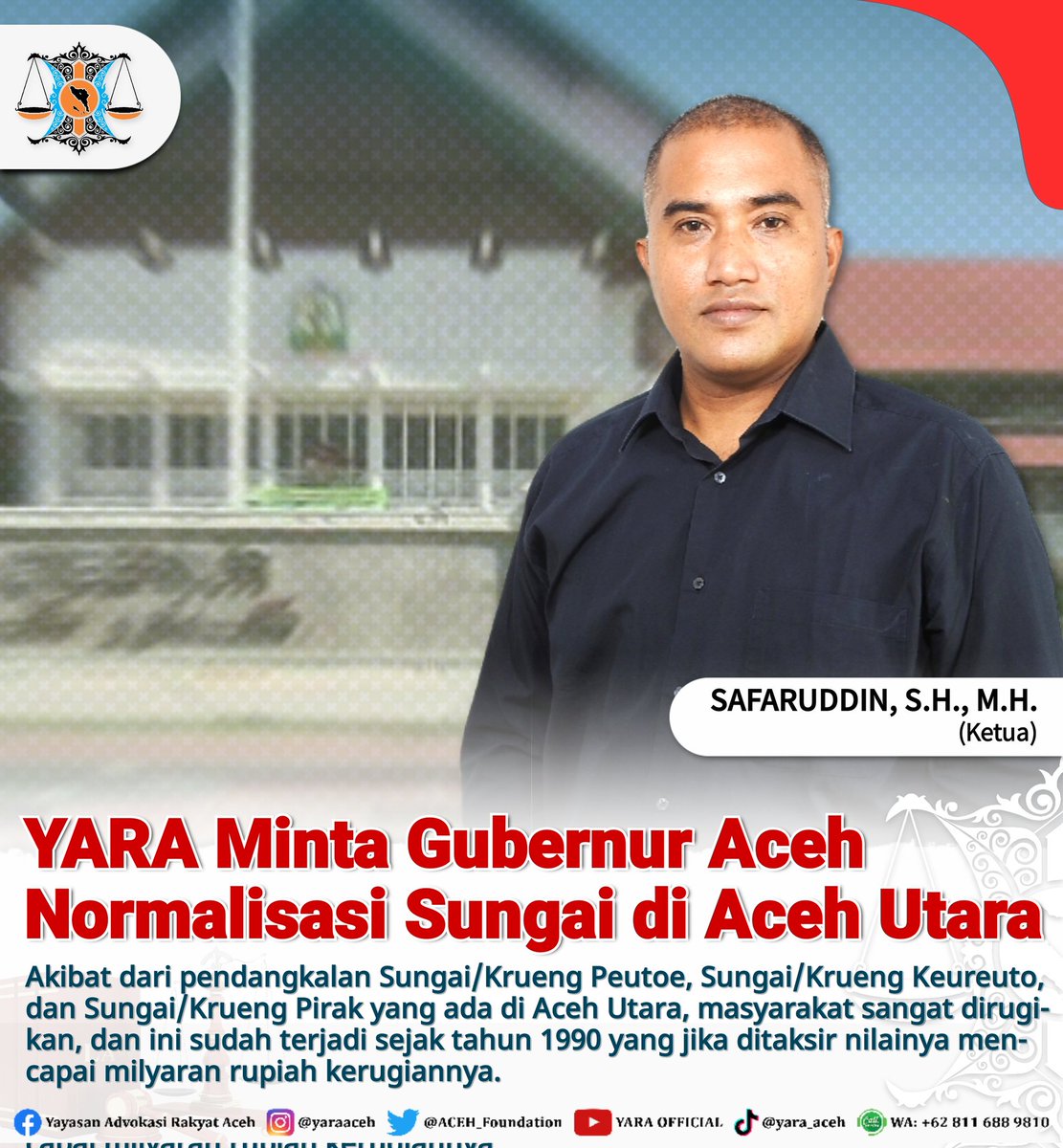 ACEH_Foundation's tweet photo. 📰 #PublicUpdate | Mewakili 99 orang warga di Aceh Utara, YARA meminta Gubernur Aceh untuk segera melakukan normalisasi sungai yang sering menimbulkan banjir di Aceh Utara. Kamis (08/08/2024).
#YARA #AcehUtara #sungai #normalisasi @pupr_sda_sum1 https://t.co/6sqKmizMfF