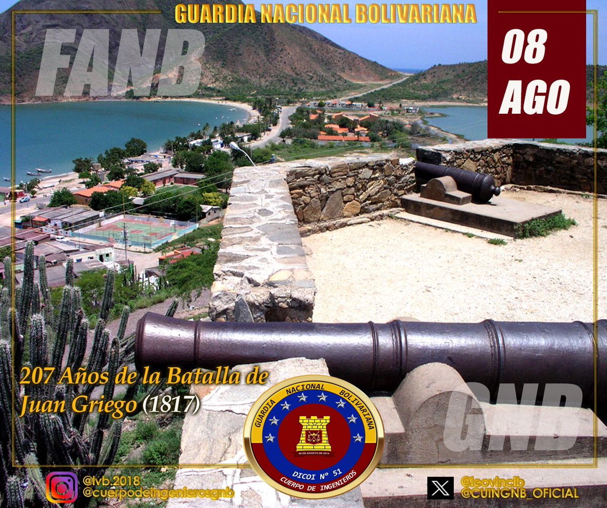 #08AGO24 Tal día como hoy en 1817 se registró la Batalla de Juan Griego, evento hostil que se suscitó como un intento más del mariscal Pablo Morillo por tomar el control de la entonces provincia de Margarita.
@ElioEstrada18
<a href="/leovincib/">leonardo vinci</a>