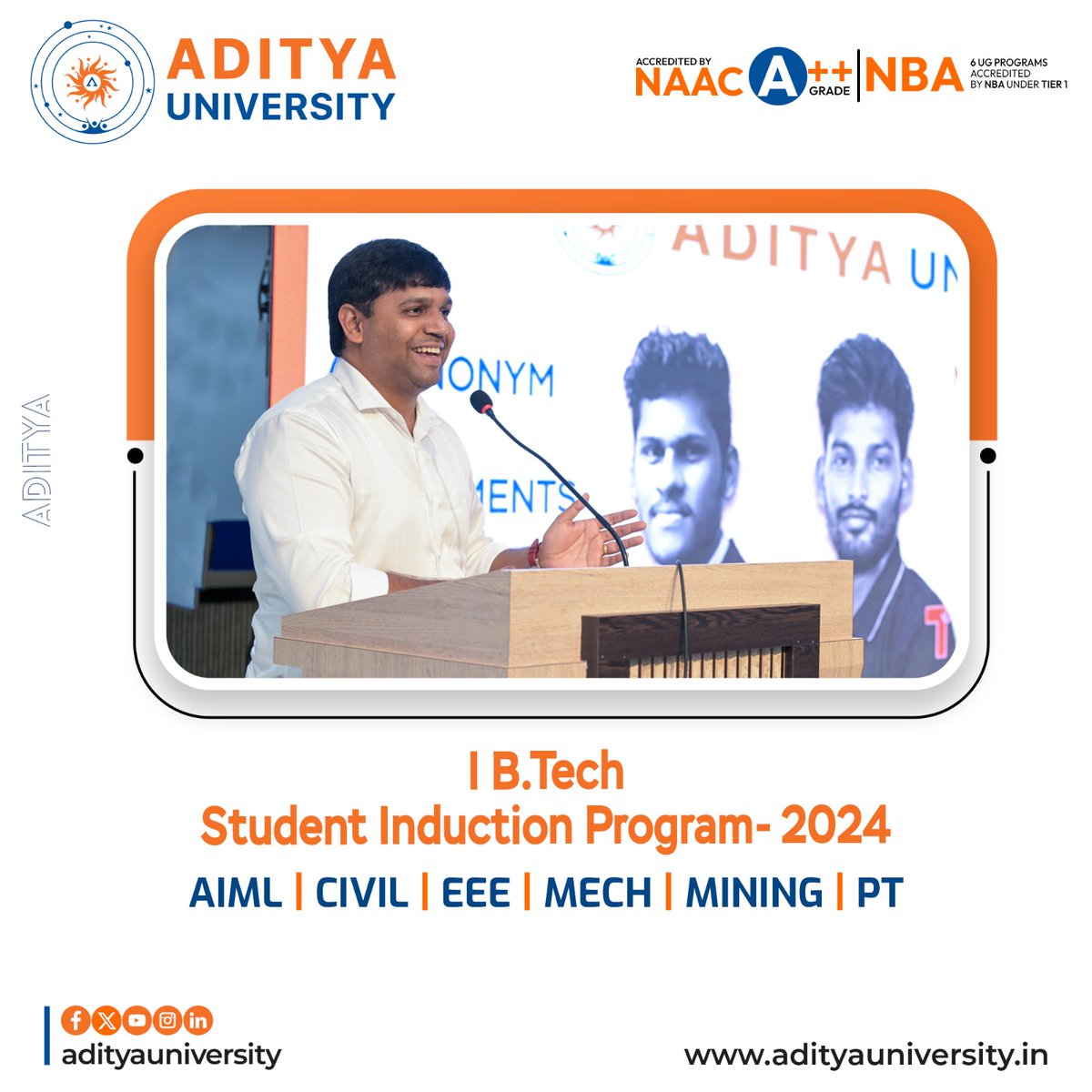 adityauniv's tweet photo. Induction Program 2024: Welcoming Our Future Innovators!

Aditya University proudly welcomed its new batch of https://t.co/NtImzDVDyM students from AIML, CIVIL, EEE, ME, PT, and MINING departments through a comprehensive Induction Program.
#AdityaUniversity #InductionProgram2024 https://t.co/NFLMiib2kh