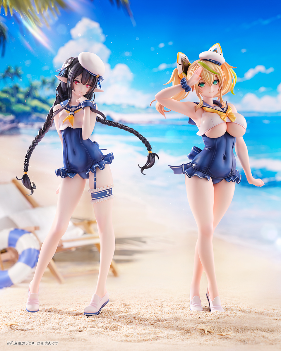 「AMAKUNI製ジェネとアネットのセーラー水着フィギュアが本日予約締切です。まだ」|Nidy-2D-のイラスト