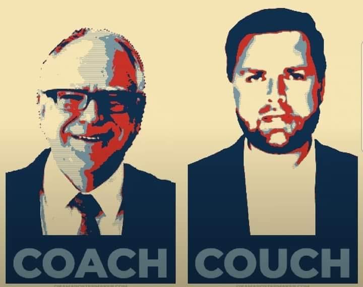 joncoopertweets's tweet photo. I’ll take Coach Walz over Couch Vance, hands down. How about you? 
#HarrisWalz2024 https://t.co/Q5XgZWIRR2