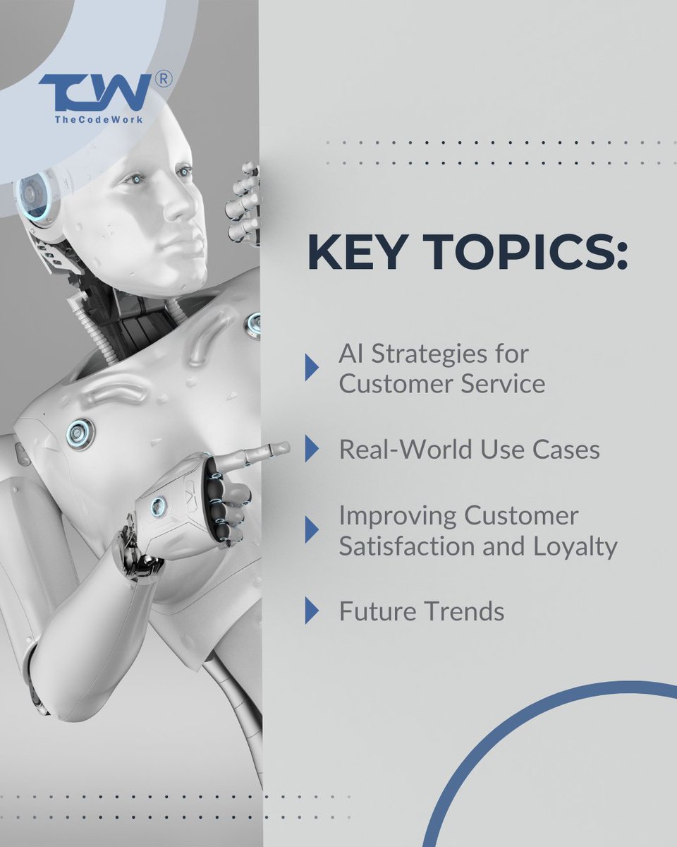 thecodework's tweet image. Learn how companies use AI to enhance customer service, boost satisfaction, and explore future trends to stay competitive.
#FutureTrends #AI #Realworld