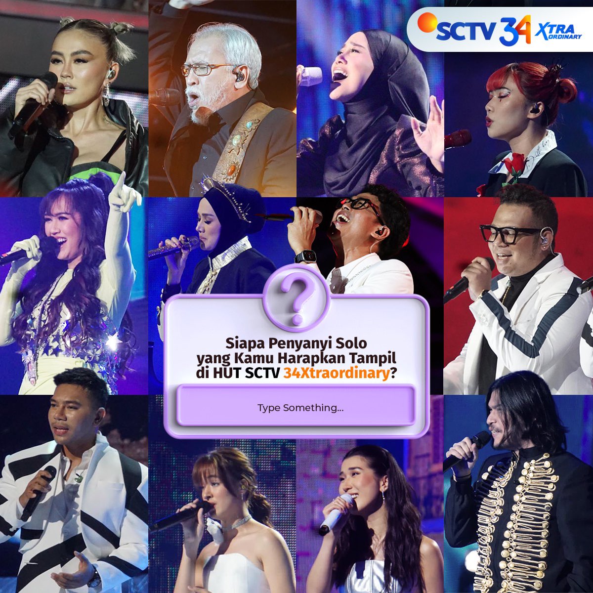 SCTV's tweet photo. Menuju #HUTSCTV34 mari kita kilas balik bareng-bareng penyanyi solo yang ada di malam puncak #33Xtraordinary π₯³π
Kamu pengen ada penyanyi solo siapa di tahun ini ? πππ»
#kenangandiSCTV #SCTVSpesial #34Xtraordinary https://t.co/RLwzus0Hm9