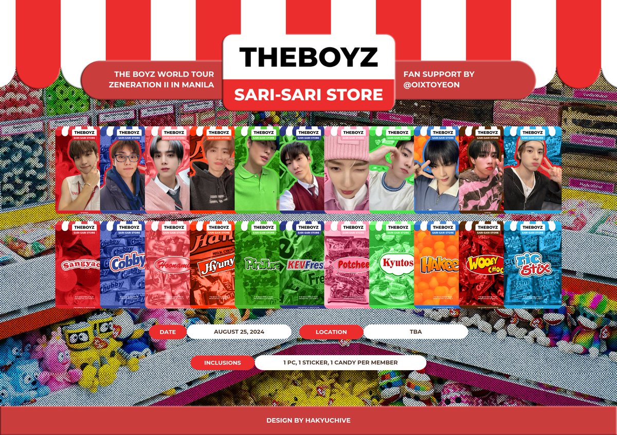oixtoyeon's tweet photo. 🍭TBZ SARI-SARI STORE - Re-open🍭

🍬 #THEBOYZ fan support by @oixtoyeon

֍ check pubmat for details 
֍ limited quantity
֍ strictly 1 set per person only
 
#더보이즈 #ZENERATION2_MNL #ZenerationIIinManila https://t.co/4W81WvJmcM