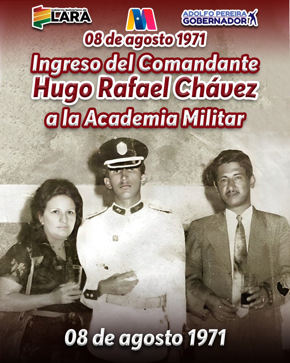 #8Ago 53 años se han cumplido del ingreso de nuestro Comandante Eterno Hugo Chávez a la Academia Militar de Venezuela, la Casa de los Sueños Azules, para impregnarse del espíritu bolivariano.
