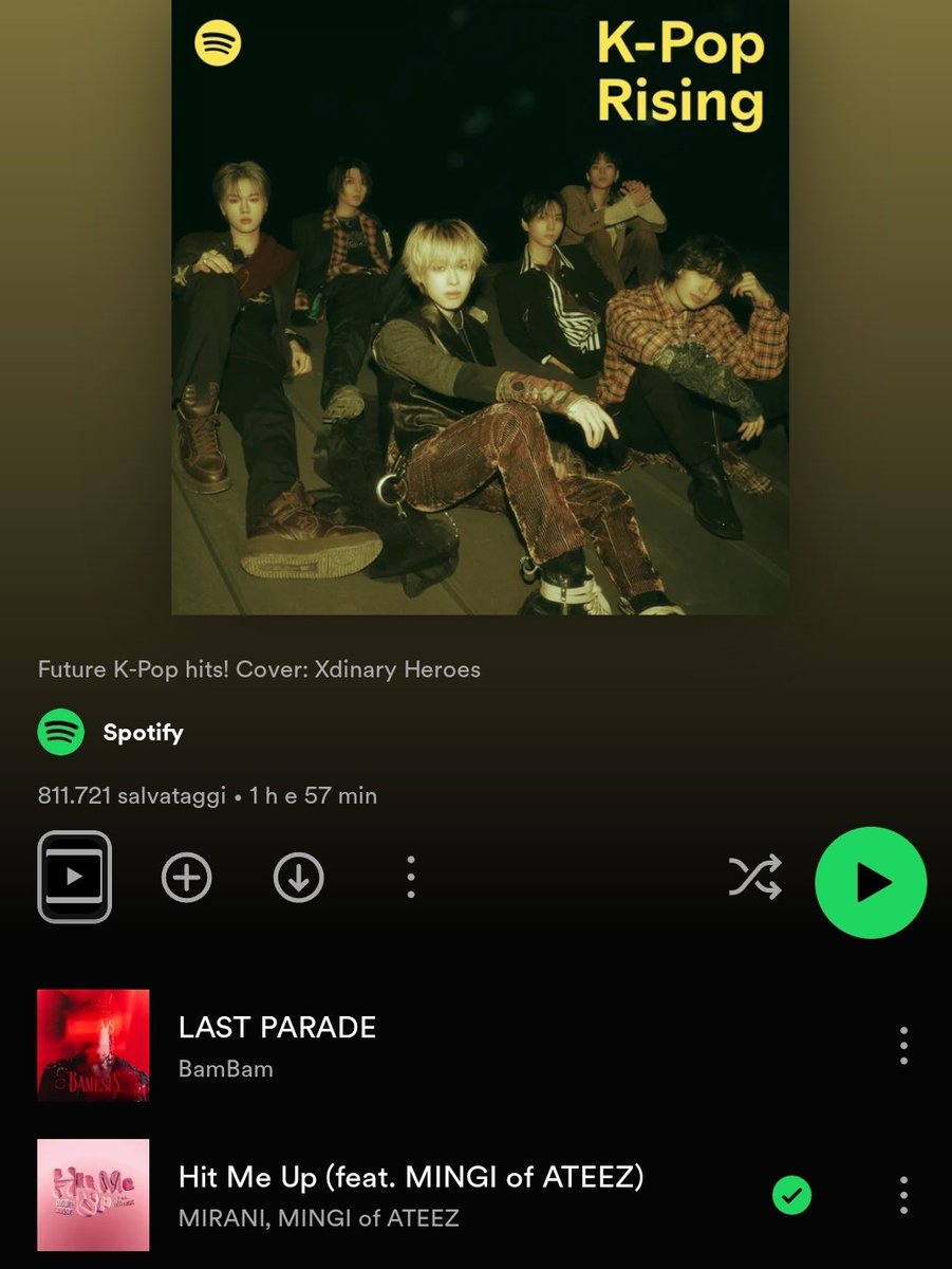 ateez_onspotify's tweet photo. 'Hit Me Up' has been added to the 'K-pop Rising' playlist on Spotify.

It has over 800k saves!

#ATEEZ #에이티즈 @ATEEZofficial https://t.co/xCpwtsTXN0