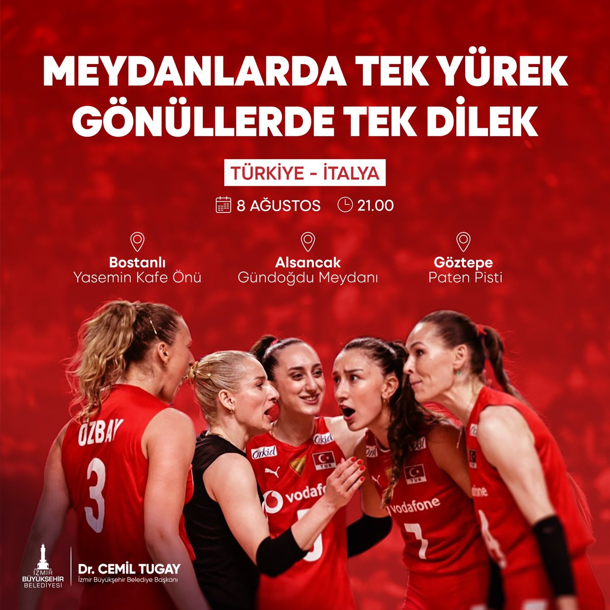 Meydanlarda tek yürek, gönüllerde tek dilek! 

A Milli Kadın Voleybol Takımımızın yarı final heyecanını hep birlikte yaşayalım. 🇹🇷