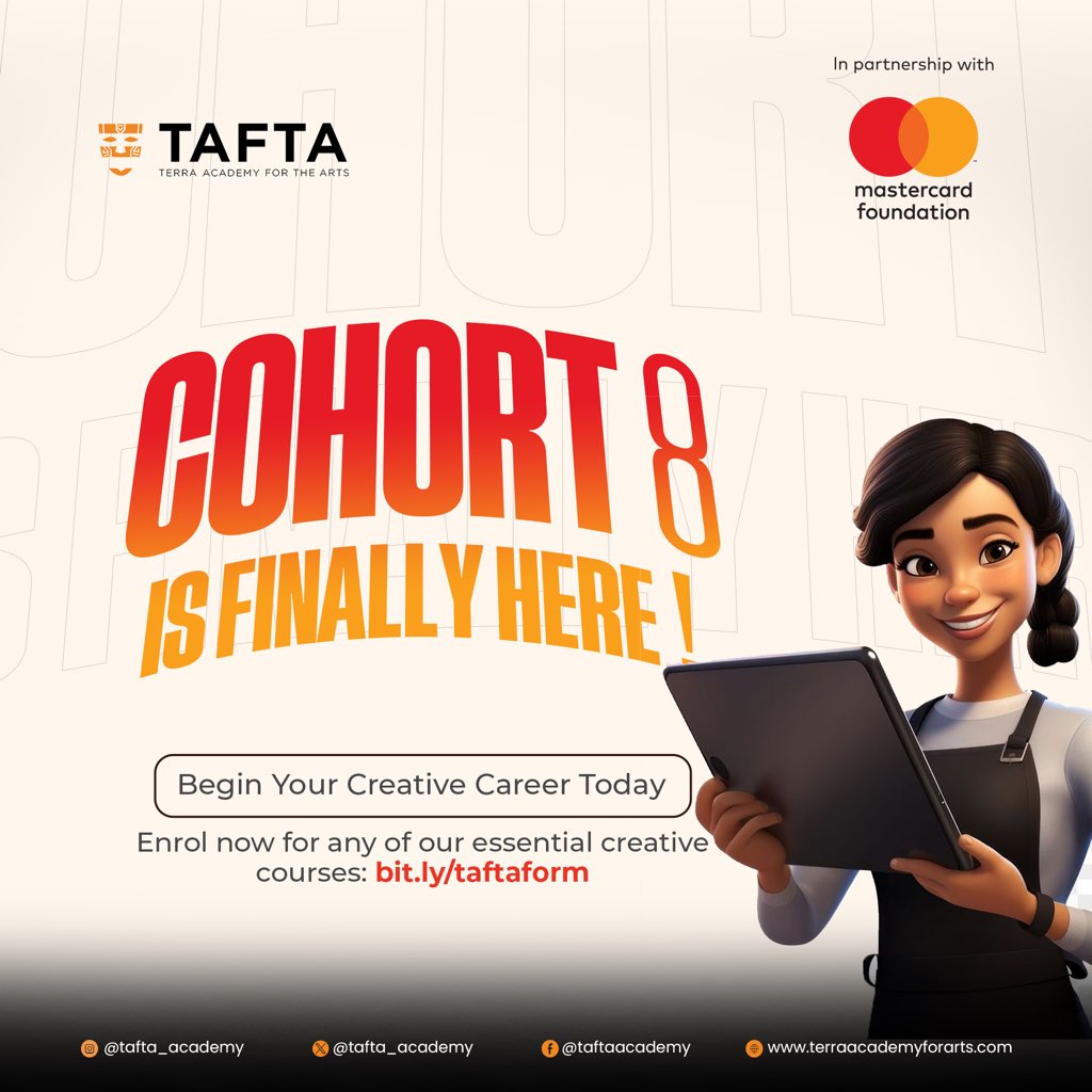 The wait is over! 🥳

TAFTA’s Cohort 8 is your golden ticket to break into the creative industry, whether you want to kickstart your career, build your own creative business, or upskill for high-demand gigs. And the best part? Our courses are 100% FREE😁