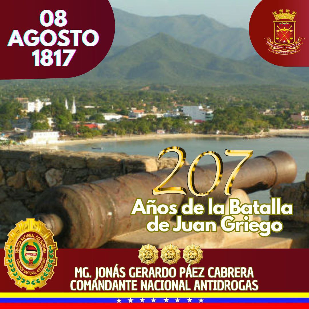 #08Ago || Hoy recordamos La Batalla de Juan Griego un importante episodio en la lucha por la Independencia de Venezuela, donde se demostró la resistencia de los patriotas y la determinación y valentía del pueblo insular en su resistencia contra el dominio español.