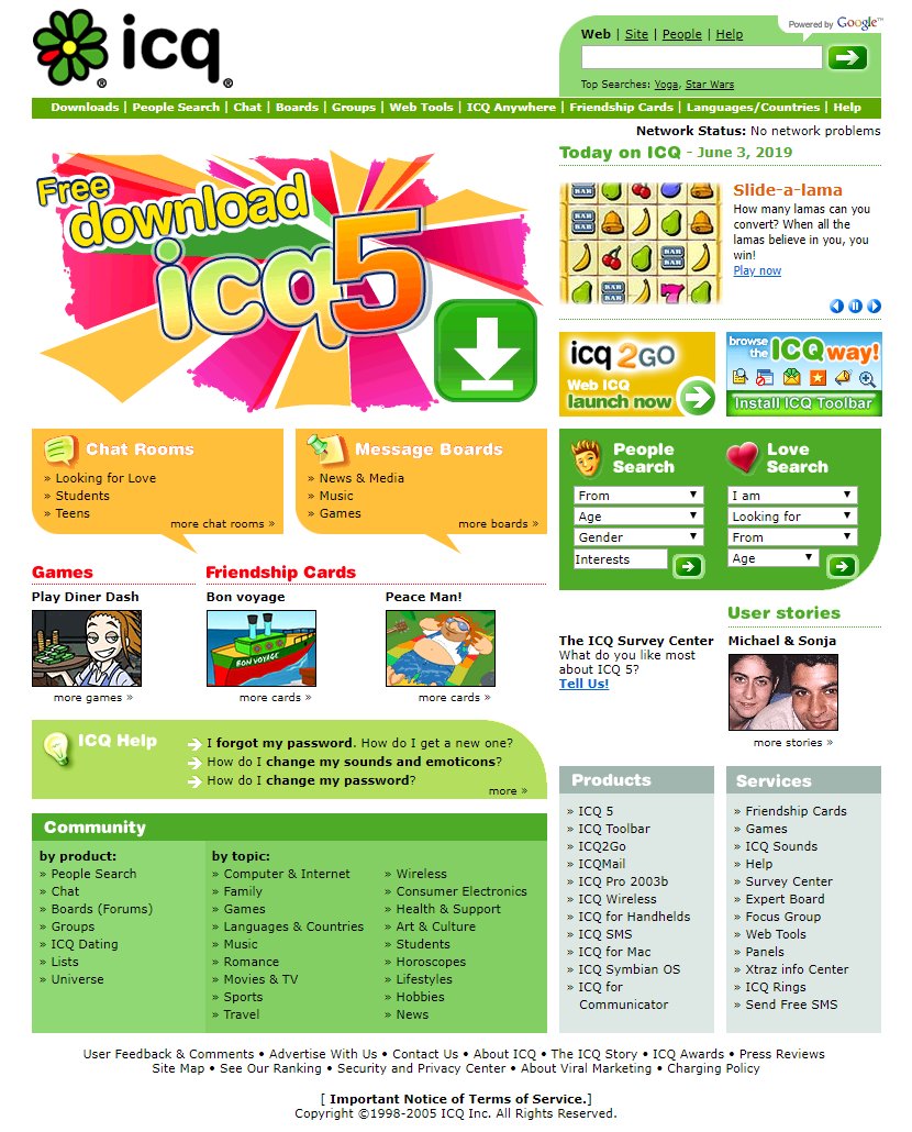 ICQ website in 2005

#WebDesignHistory