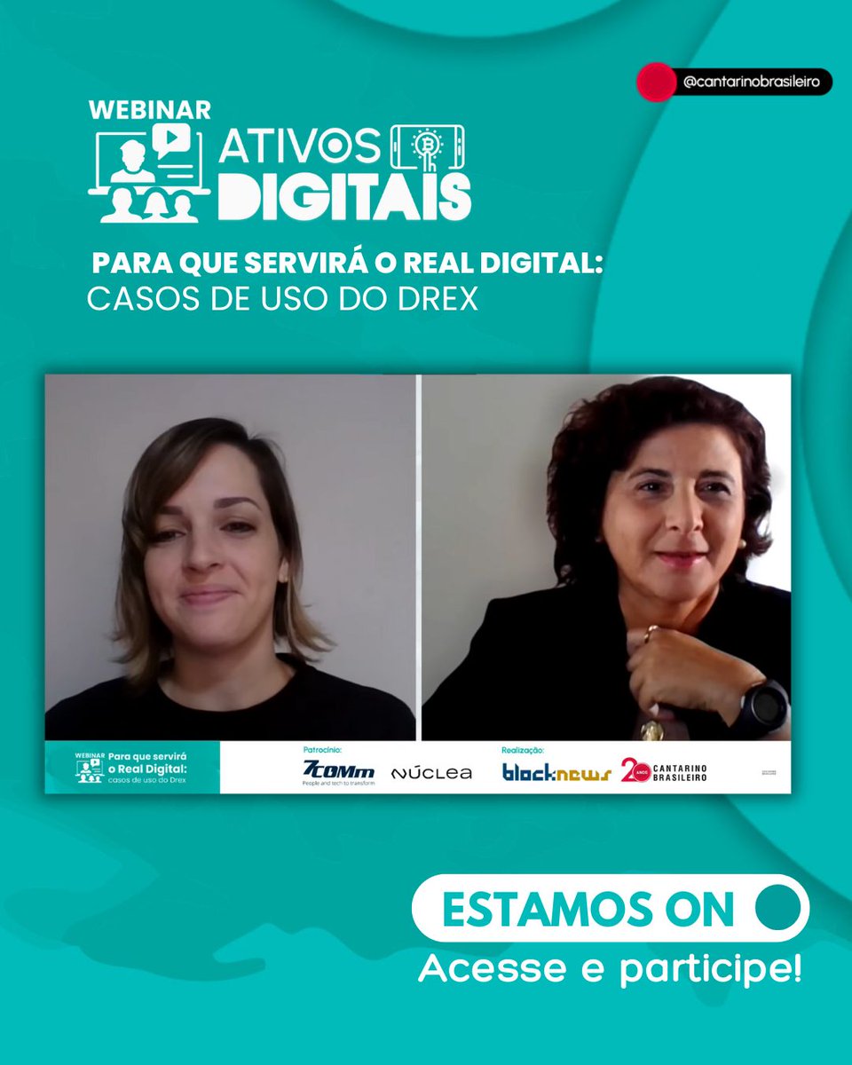 Já estamos On com o Webinar Ativos Digitais! Mas ainda dá tempo de participar.

Inscreva-se:

conteudo.cantarinobrasileiro.com.br/ativos-digitai…