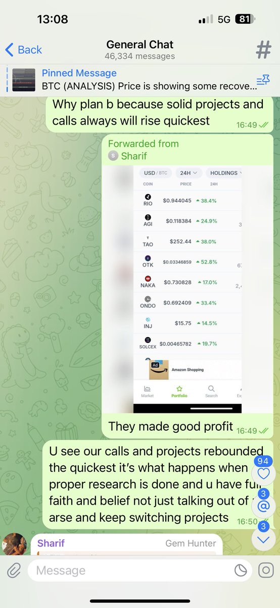 Reason why you should be part of elite Telegram group Plan B, is because no bullshit no dca and you will get best advice, some of our calls projects which recovered the best, don’t forget isp in list too <a href="/alisajjadwow/">Crypto Plan B</a> <a href="/MianNadeem1987/">Mian Nadeem</a> @Cryptogem786 <a href="/Crypto__Apex/">Cryptoapex</a> @HMinistries8