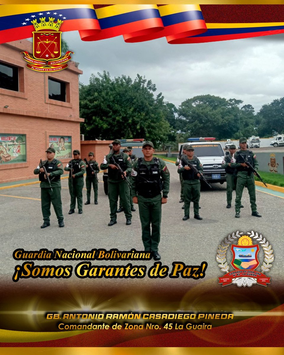 ResgAereoD451's tweet photo. #08Ago. Buenos Días Pueblo de la Guaira 🇻🇪🌞! Los Hombres y Mujeres de la Guardia Nacional Bolivariana Ratificamos Nuestro Patriotismo, Compromiso y Lealtad para seguir Garantizando la Paz y el Orden de la Patria. https://t.co/ZuAMO2taIo
