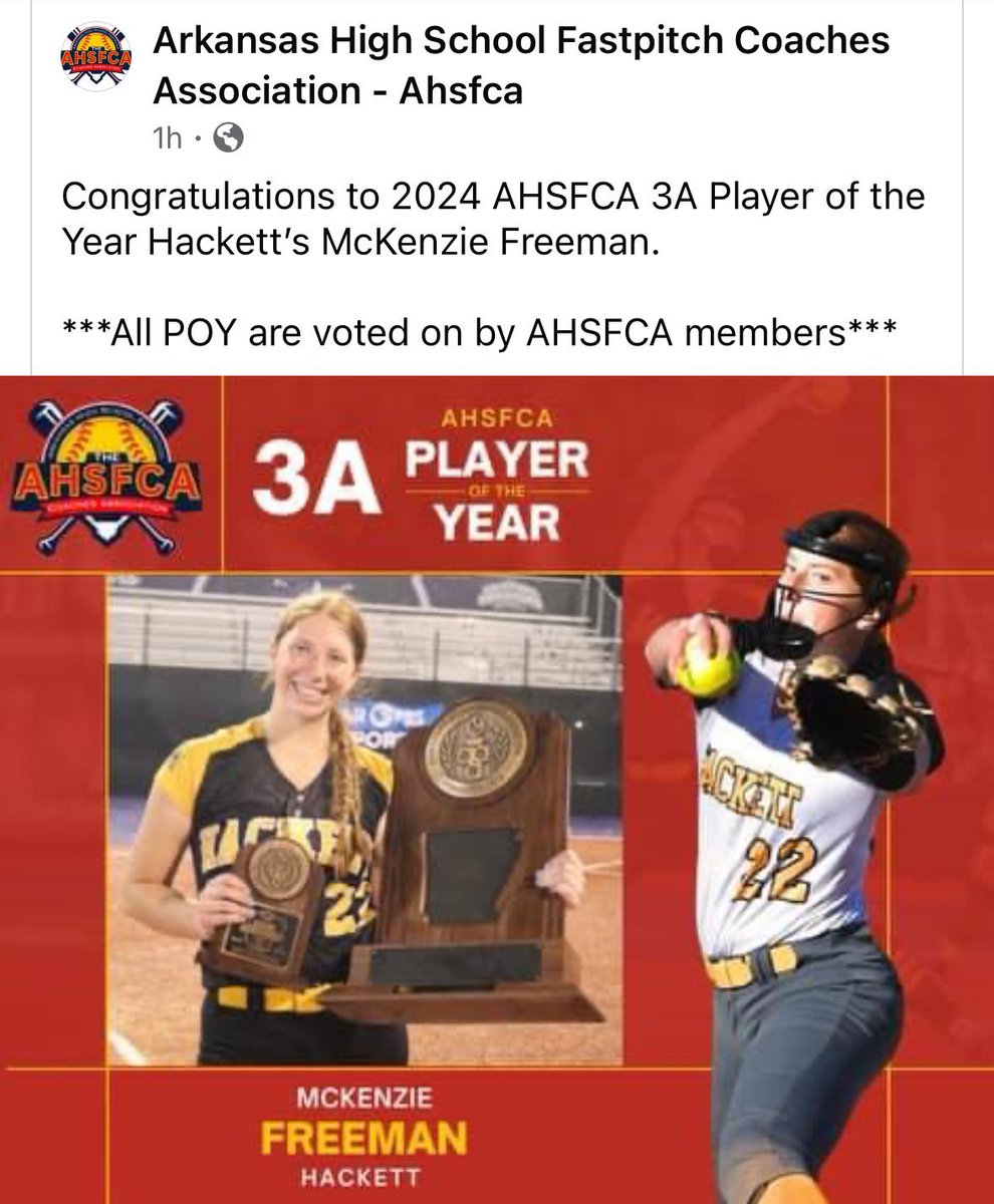 EpicNational18's tweet photo. Makenzie AHSFCA PLAYER OF THE YEAR!  That is awesome!  Congratulations Freeman!  💛🖤♥️ https://t.co/up9e838Hjx
