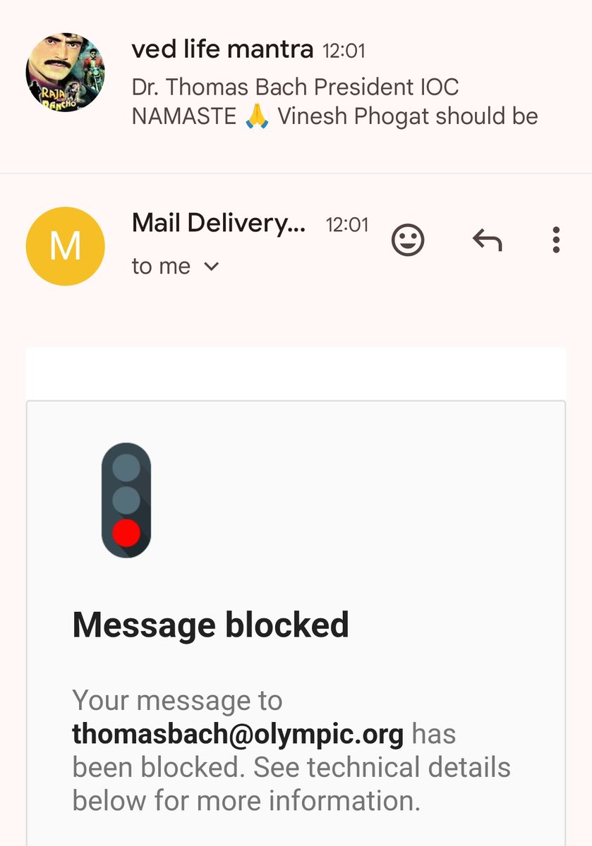 life_ved's tweet image. #Olympic President #DrThomasBach ko jo mail maine bheja tha to reschedule the match of Vinesh Phogat has been Blocked though it was possible