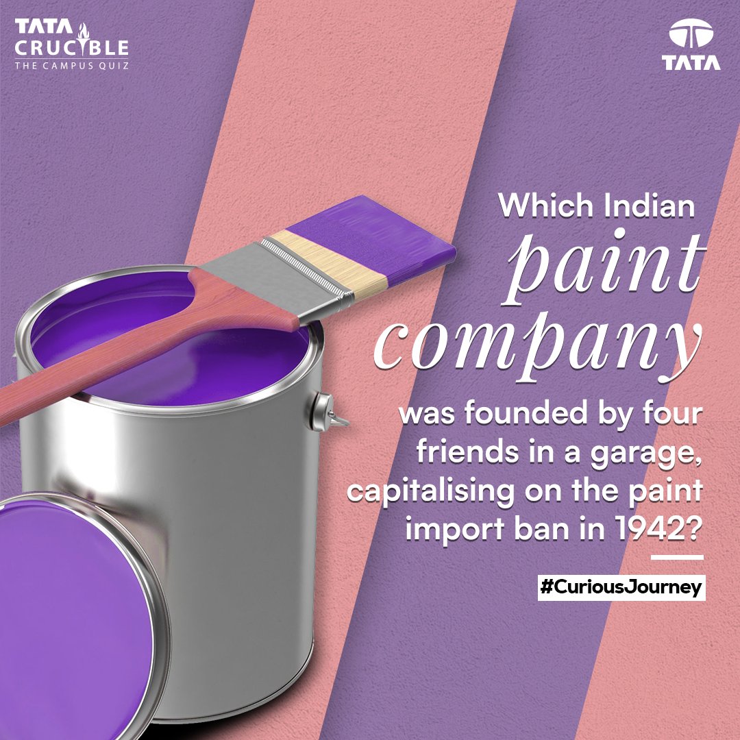 Tata_Crucible's tweet photo. 🎨 From a creative challenge emerged a colourful triumph!
Can you name the Indian paint company we're referring to?
Drop your guesses in the comments below! 💬👇
#TataCrucible #TataCrucibleTurns20 #CuriousJourney #PaintCompany #HomePaint https://t.co/LCNfnJvC5z