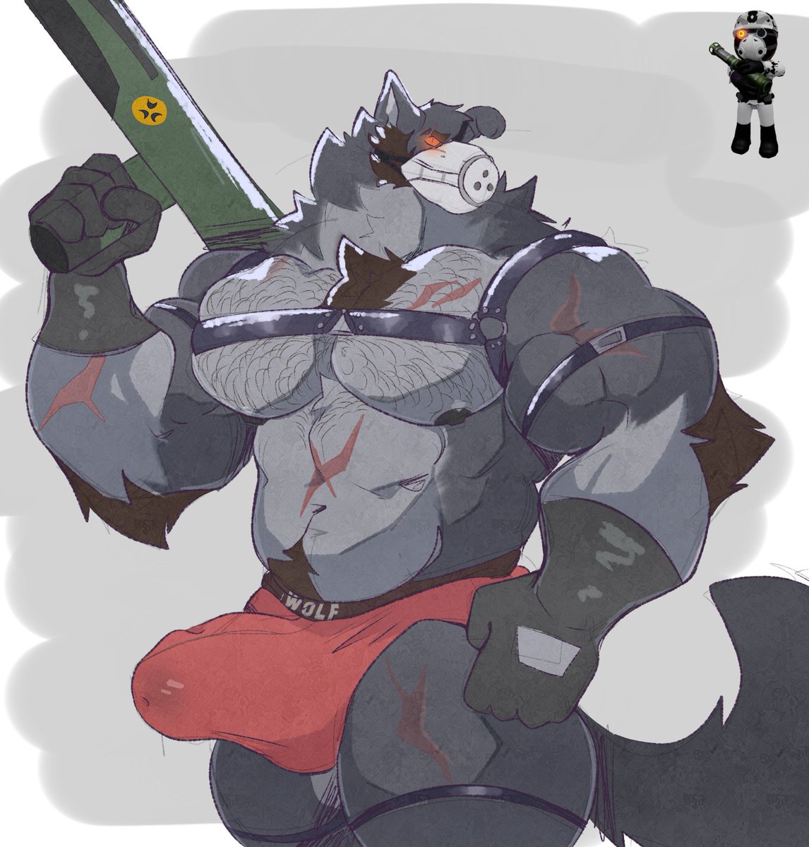wallstarrr's tweet photo. Delta 
his species is ambiguous, so i made him a dire wolf https://t.co/lSCmx43Adj