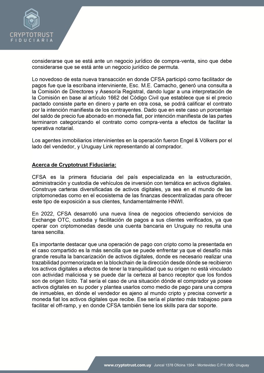 Cryptotrust Fiduciaria S.A. tweet media