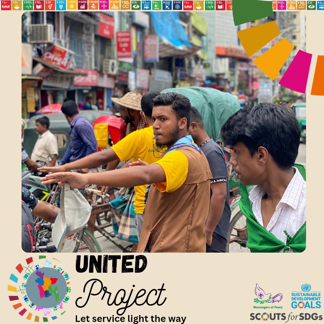 unitedprojectbd's tweet photo. Due to the breakdown of the traffic system in the current situation,the volunteers of 'United Project' have been responsible for the traffic activities at various important points of Sylhet district in the dream of building a new Bangladesh. 
#unitedproject #SDGs #BangladeshScout https://t.co/vC4xSsngQn