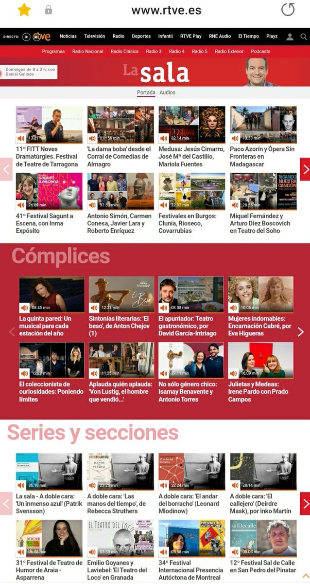 LaSalaRNE's tweet image. #LaSala abre cada finde en Radio Nacional, Radio 5 Todo Noticias y Radio Exterior de España, pero si queréis escuchar una charla o reportaje en cualquier momento, todos los contenidos de próximas semanas ya están en la web rtve.es/lasala y en #RNE Audio... ¡Echa un oído!