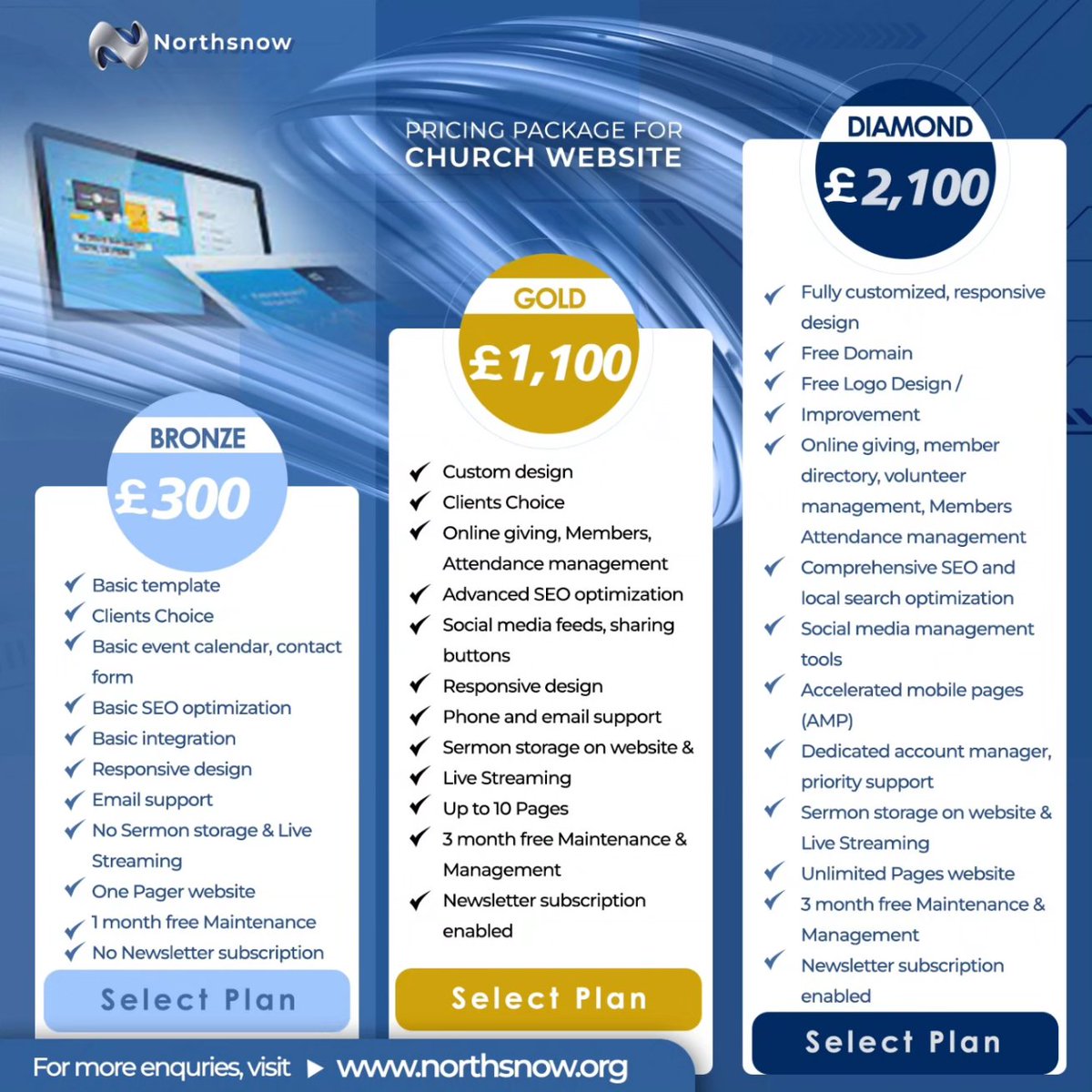 Northsnowltduk's tweet image. Enhance your online presence with our tailored website packages! 

From basic templates to fully customized designs, we&apos;ve got you covered. 

Check out our Bronze, Gold, and Diamond plans. 

Visit 👉🏽 northsnow.org ✨ 4 more

#WebDesign  #WebsitePackages #WebDevelopment