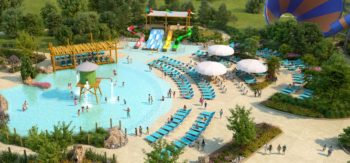 KingsIslandPR's tweet photo. In 2025, Kings Island’s Soak City introduces new ways to slide, play and stay cool with the addition of RiverRacers, the only dual-racing water coaster in Ohio, and the new Splash River Junction kids play area. 🌊

🏁 On RiverRacers, a conveyor belt launch plunges side-by-side rafts down a 33-foot, 47-degree first drop at 30 mph. Riders get drenched by water propelling them upward through twists and turns, a high-banking slingshot and a final mega drop before crossing the finish line.

☀️ The wading pools of Splash River Junction include Salamander Sliders, a set of seven water slides with gentle slopes and turns; and Bluegill Lagoon, an ol’ fashioned swimmin’ hole.

✨LEARN MORE ABOUT WHAT'S NEW IN 2025:
https://t.co/ni9WCGgm30
✨GET YOUR 2025 SEASON PASSES:
https://t.co/gYlPsZE73K
