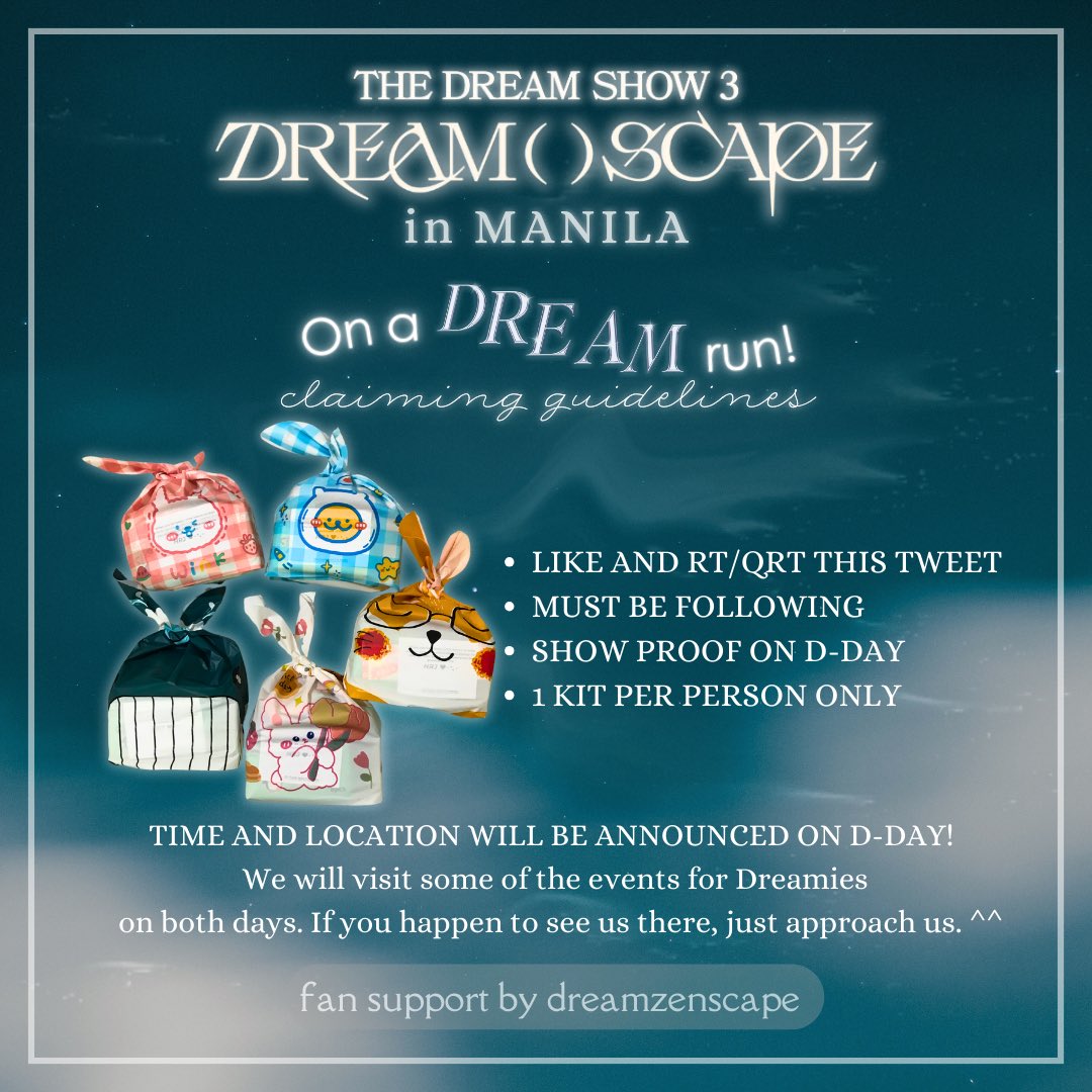 dreamzenscape's tweet photo. D-2 until #NCTDREAM_THEDREAMSHOW3

Here's how you can claim a fan kit from us. 

We'll update our whereabouts on both days so keep yourselves posted. 

See you soon, Dreamzens! https://t.co/UIZmO7Z7zm