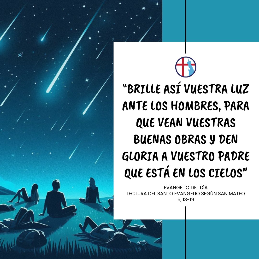 webpuestapunto's tweet photo. ✨ La Sal y la Luz del Mundo 🌍

🗣  Jesús nos habla hoy "Que su luz brille ante todos, para que vean sus buenas obras y  glorifiquen a Dios. No he venido a abolir la Ley, sino a darle plenitud.  Cumplan y enseñen los mandamientos, y serán grandes en el Reino de los  cielos." https://t.co/bT30DcBKiw