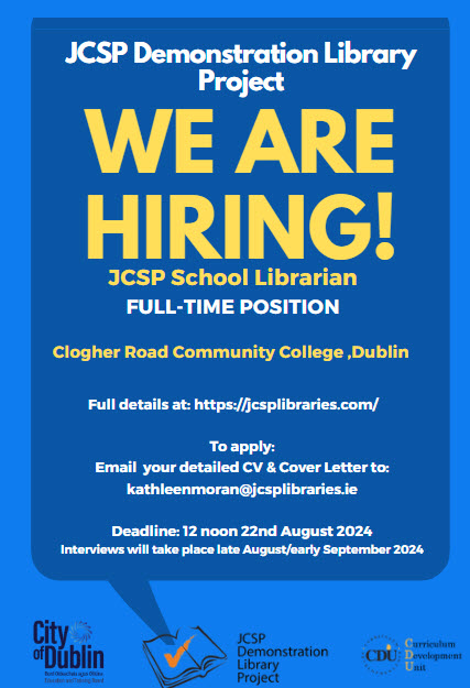 jcsplibraries's tweet photo. Want to work in a fantastic school and be part of a fantastic team of school librarians? Then our full-time JCSP School Librarian position in @ClogherRoadCC may be for you. 
Full details at https://t.co/CaAmOR4gFi 
#LISJobsIE #LibraryJobs #JobFairy #LibraryJobsIE https://t.co/zxBFEP9Qti