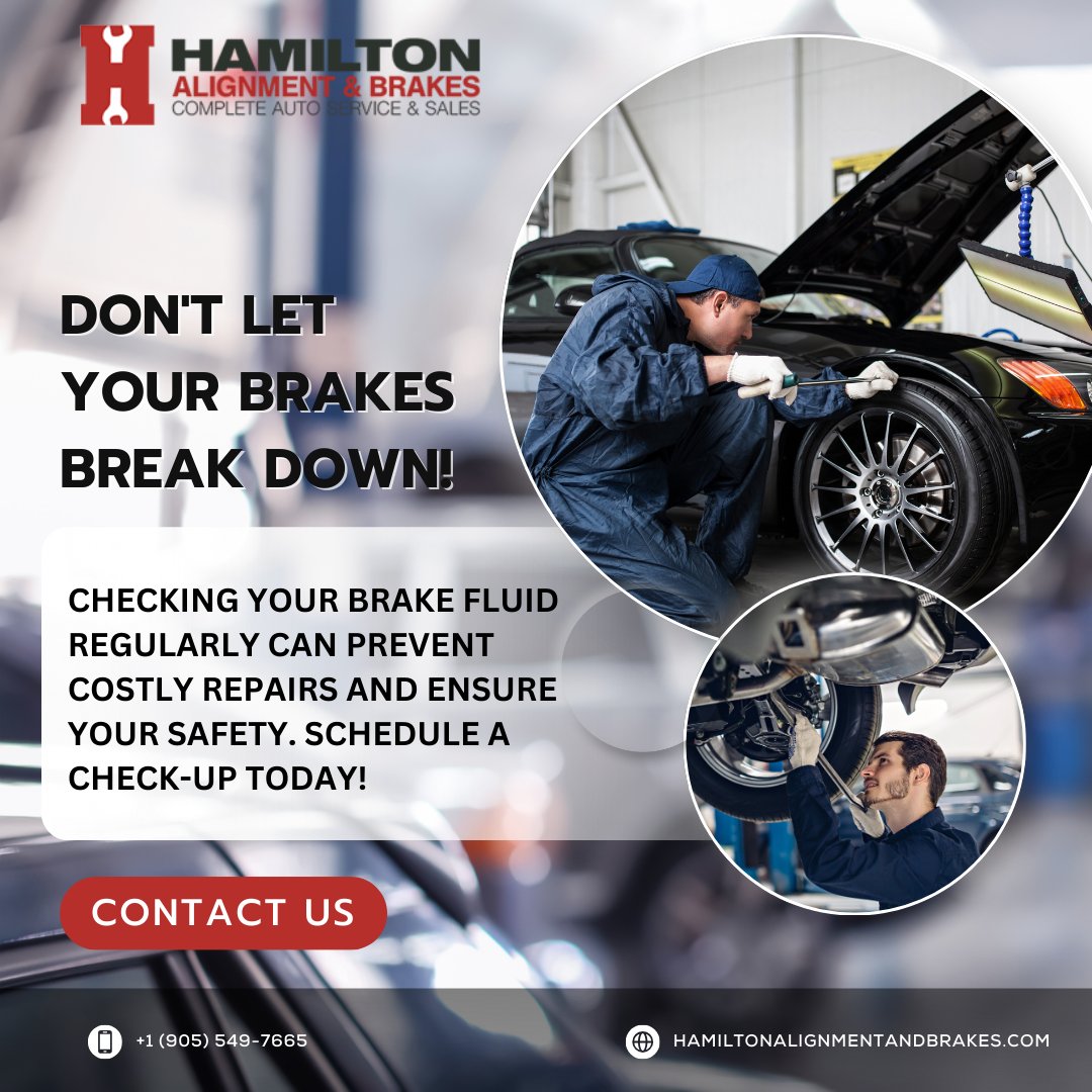 habauto's tweet photo. ๐๐จ Don't let your brakes break down! Checking your brake fluid regularly can prevent costly repairs and ensure your safety. Schedule a check-up today! ๐ ๏ธ
๐ Call us at (905) 549-7665 to book your appointment.
#BrakeSafety #CarCare #AutoMaintenance #StaySafe #HABAUTO #HamOnt https://t.co/yJu14Qy9kx