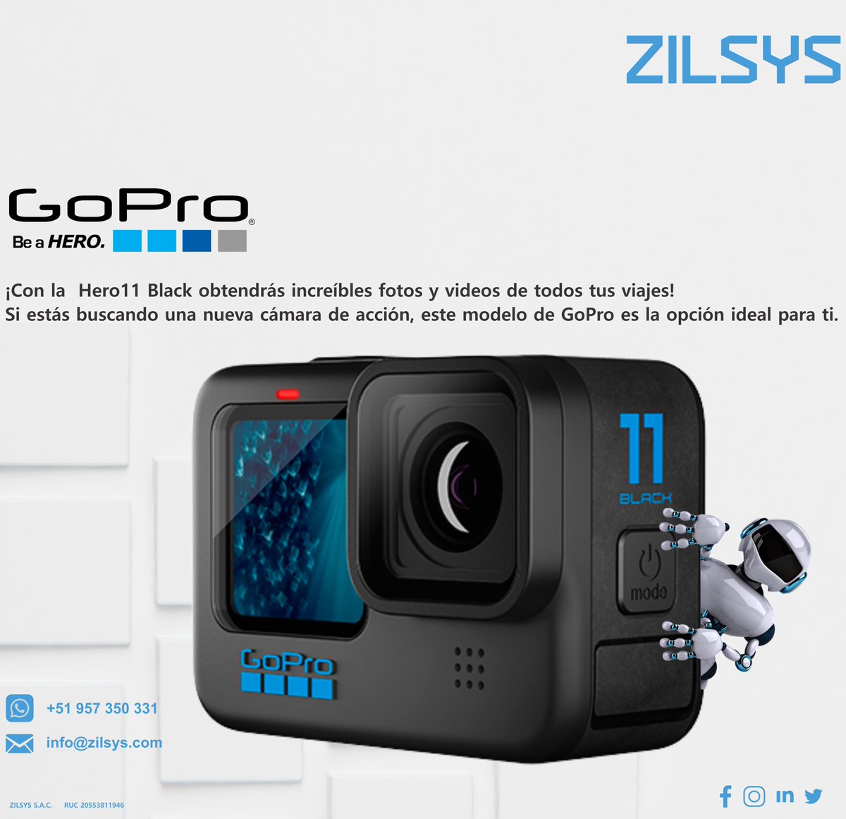 La HERO11 Black no solo cuenta con el mayor sensor de imagen jamás visto en una GoPro, también ofrece una relación de aspecto completamente nueva. 

Para más información, contacta con nosotros.
📨info@zilsys.com
📱 957 350 331
🌐zilsys.com

#zilsys  #gopro #goprohero