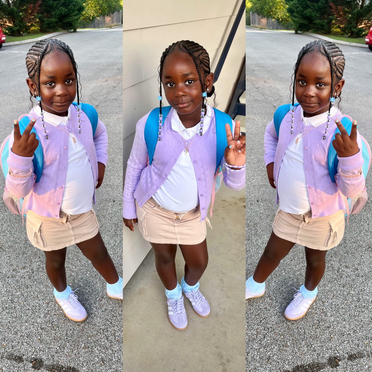 La_Tonke's tweet image. Idk How Too Feel 🥹 My Baby Really A Big Girl Now 🥰💜💜 #SchoolFlow