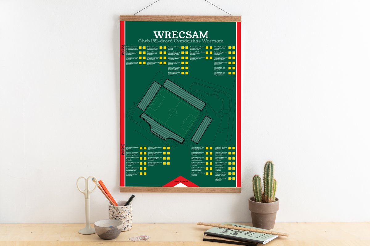 YourSpaceDyLeDi's tweet photo. The perfect way to chart @Wrexham_AFC progress this season, Fixtures Posters from @casgliad! Looking forward to adding @PMullin7's goals to this!!! 
10% of their profit is donated to us! 💚 #TeamYourSpace Get yours here https://t.co/5t1UoCdcCU https://t.co/zYBlyLHBQh