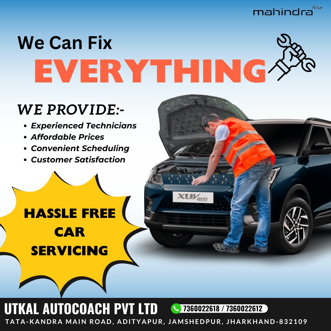 UTKAL_AUTOCOACH's tweet image. Schedule your service appointment and bring your Mahindra Vehicle to our &quot;Utkal Mahindra Workshop&quot; for top-quality maintenance that keeps your ride running smoothly.
Book Your Service Today!
Call us on: 7360022618 / 7360022612
#MahindraService #Serviceworkshop
