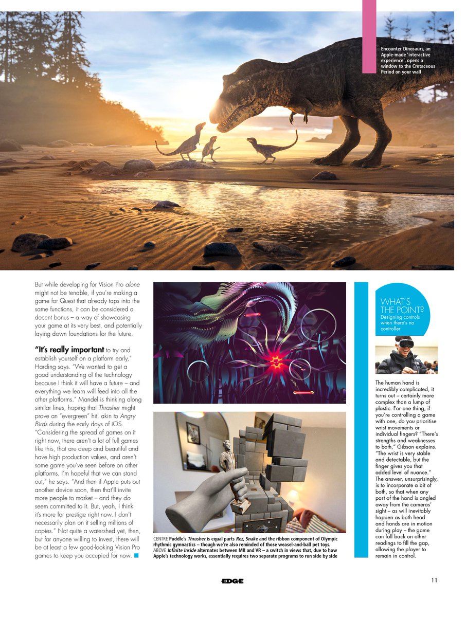 🗞️Great to see <a href="/Maze_Theory/">Maze Theory</a>'s  <a href="/InfiniteInside_/">Infinite Inside</a>  in this months Edge Magazine (<a href="/edgeonline/">Edge</a>), alongside a few quotes from me. 
“We saw, 18 months ago, passthrough headsets becoming predominant, and decided we should start exploring MR.” 
So hello <a href="/infinite/">Infinite</a> Inside, I’m pretty