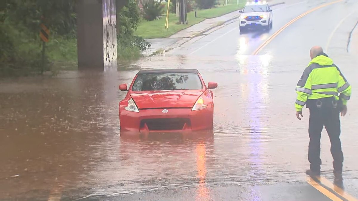 wsoctv's tweet photo. STAY ALERT - It doesn't take much water in the street to cause your car to stall out. This was on Hawthorne Lane Thursday morning in Charlotte.

If you see a flooded road, turn around and find another route.

UPDATES: https://t.co/Kg84z3ObbQ https://t.co/o3MQtdzEmo