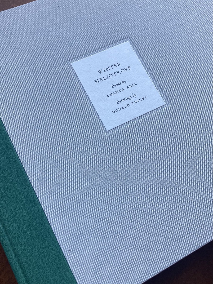 FinePress's tweet photo. I’ve got a couple of copies of Winter Heliotrope left. The book features poetry by @gagebybell &amp; paintings by @Donald_Teskey. I’ll be at @RHAGallery on Sunday pm if anyone would like to pick up a copy (but please contact me first). https://t.co/yo6U0ktfo7