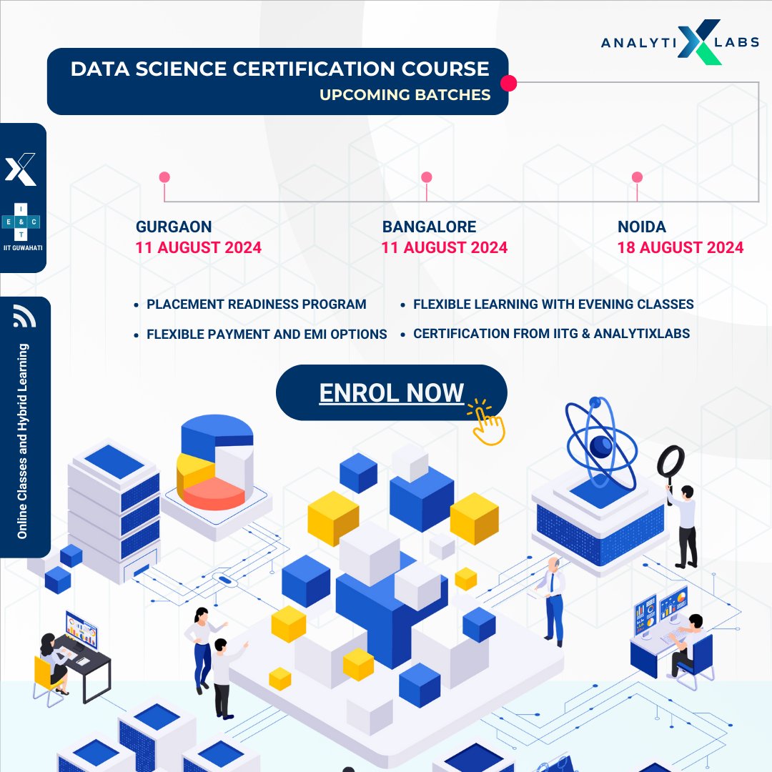 AnalytixLabs's tweet image. 📣📣📣📣📣 New dates are here 🗓. Enrol for our upcoming Data Science Certification Course before seats are taken. Register for classroom or blended learning now.

Register: analytixlabs.co.in/data-science-s…

#datasciencecourse #datasciencecourseonline #datasciencecertificationcourse